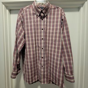 Tommy Hilfiger Men's Button Down Shirt Size L Red Grey Plaid Cotton NWOT